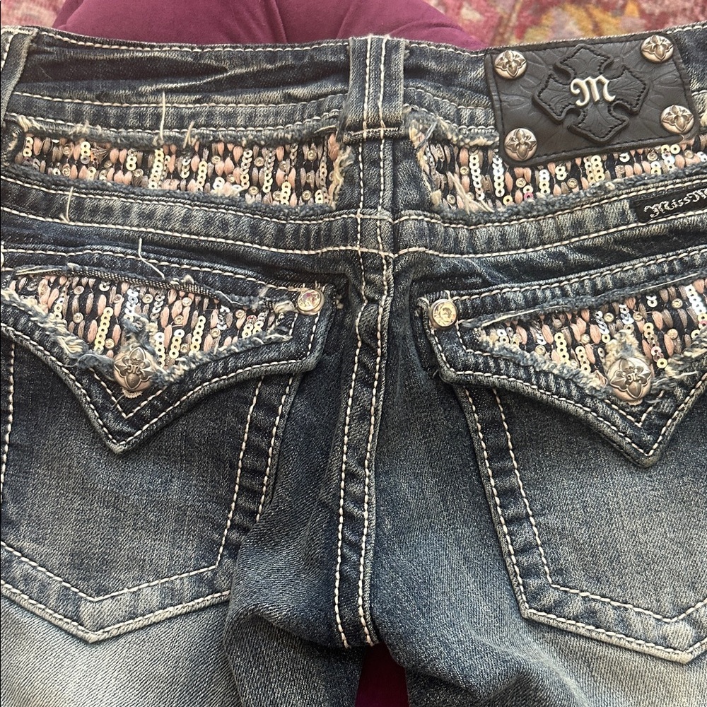NWT Miss Me Embellished Vintage Blue Boot Cut Jeans Sz 27 inseam 32 - Picture 7 of 11
